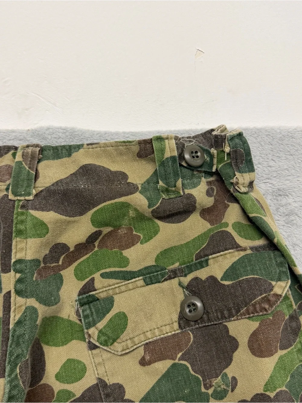 Vintage 60s 70s Duck Hunter Camo Pants Ideal Zip Frogskin Hunting 33x29